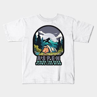 Aspen - Where The Beer Flows Like Wine Kids T-Shirt